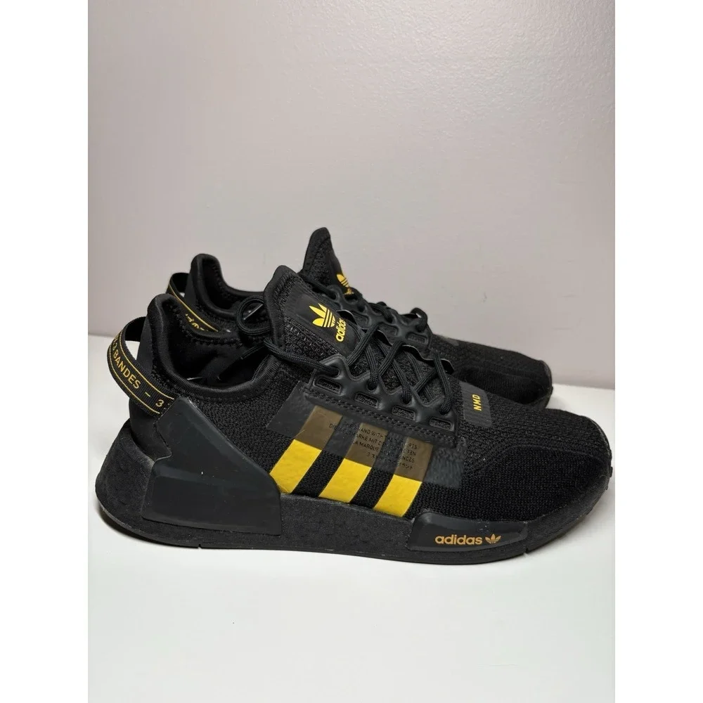 Adidas NMD R1 V2 Black Solar Gold Boost Men's Shoes Sneakers Lace Up - Size 7‎